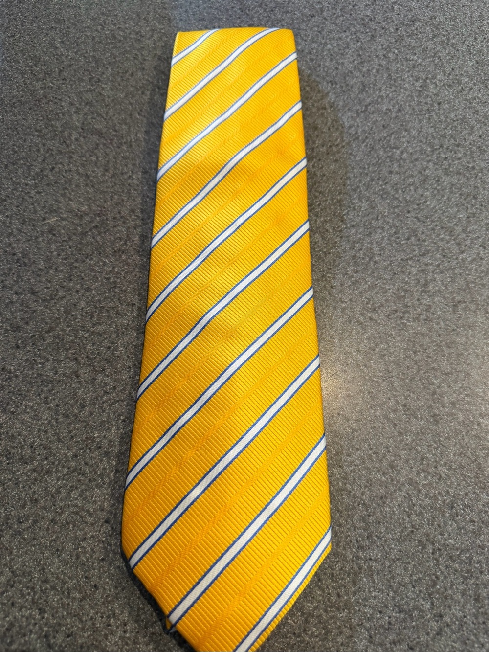 A Di Leva Sorrento Italy Silk Tie Yellow Blue Stripe Handmade Artisan 3.5”